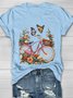 Geblümt Lässig Weit T-Shirt