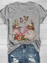 Geblümt Lässig Weit T-Shirt
