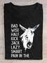 Baumwolle Weit Rundhals Lässig T-Shirt