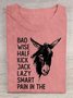 Baumwolle Weit Rundhals Lässig T-Shirt