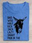 Baumwolle Weit Rundhals Lässig T-Shirt