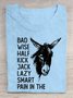 Baumwolle Weit Rundhals Lässig T-Shirt