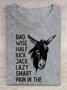 Baumwolle Weit Rundhals Lässig T-Shirt