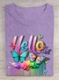 Baumwolle Lässig Schmetterling Regenbogen  T-Shirt