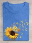 Lässig Rundhals Gänseblümchen Weit T-Shirt