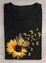 Lässig Rundhals Gänseblümchen Weit T-Shirt