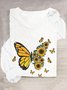 Schmetterling Baumwollmischung Lässig T-Shirt