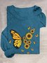 Schmetterling Baumwollmischung Lässig T-Shirt