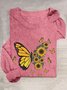 Schmetterling Baumwollmischung Lässig T-Shirt