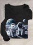 Universum Katze Print Lässig Langarm T-Shirt