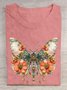 Geblümt Schmetterling Print Lässig T-Shirt