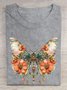 Geblümt Schmetterling Print Lässig T-Shirt