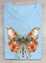 Geblümt Schmetterling Print Lässig T-Shirt