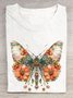 Geblümt Schmetterling Print Lässig T-Shirt