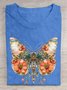 Geblümt Schmetterling Print Lässig T-Shirt