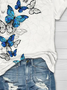 Schmetterling Print Rundhals T-Shirt
