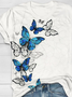 Schmetterling Print Rundhals T-Shirt