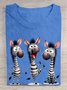 Baumwolle Weit Zebra Lässig T-Shirt