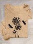 Rundhals Löwenzahn Libelle Lässig Weit T-Shirt
