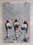 Baumwolle Weit Zebra Lässig T-Shirt