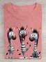 Baumwolle Weit Zebra Lässig T-Shirt