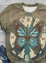 Schmetterling Print Rundhals Kurz Ärmeln Lässig T-Shirt