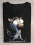Lustig Zebra Print Rundhals Kurzarm T-Shirt