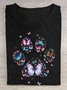 Schmetterling Print Rundhals Kurz Ärmeln T-Shirt