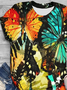 Schmetterling Print Rundhals Kurz Ärmeln T-Shirt