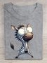 Lustig Zebra Print Rundhals Kurzarm T-Shirt