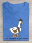 Ente Text Buchstabe Print Rundhals Kurz Ärmeln T-Shirt
