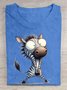 Lustig Zebra Print Rundhals Kurzarm T-Shirt