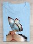 Katze Baumwolle Lässig Rundhals T-Shirt