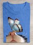 Katze Baumwolle Lässig Rundhals T-Shirt