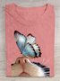 Katze Baumwolle Lässig Rundhals T-Shirt