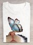 Katze Baumwolle Lässig Rundhals T-Shirt