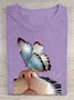 Katze Baumwolle Lässig Rundhals T-Shirt