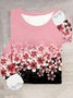 Jersey Lässig Geblümt Weit T-Shirt