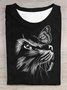 Lässig Katze Rundhals Jersey T-Shirt