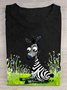Baumwolle Lässig Zebra Rundhals T-Shirt