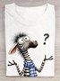 Weit Zebra Lässig Baumwolle T-Shirt