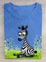 Baumwolle Lässig Zebra Rundhals T-Shirt