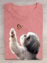 Rundhals Hund Baumwolle Lässig T-Shirt