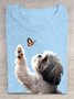 Rundhals Hund Baumwolle Lässig T-Shirt