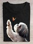 Rundhals Hund Baumwolle Lässig T-Shirt