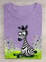 Baumwolle Lässig Zebra Rundhals T-Shirt