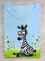 Baumwolle Lässig Zebra Rundhals T-Shirt