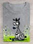 Baumwolle Lässig Zebra Rundhals T-Shirt