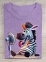 Lustig Zebra Print Rundhals Lässig T-Shirt