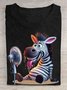 Lustig Zebra Print Rundhals Lässig T-Shirt